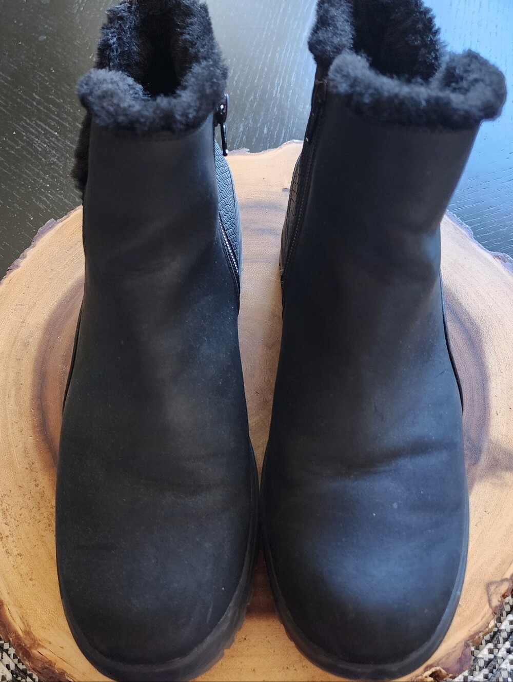 Women's Baretraps Black Faux-Fur Ankle Winter Boots